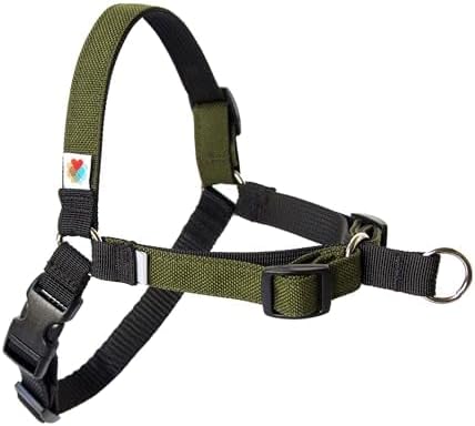 No Pull Dog Harness | Comfortable Training Harnesses | Effective No Pull Harness Design | Ideal for Small Dog and Puppy | 4-Point Adjustable (S - 18~24 inch Girth, Olive)