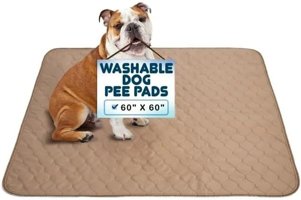 Reusable Dog Pee Pads, Washable Waterproof Mat 60x60 in, 2 Pack | 60x60 washable waterproof pee pads with rounded corners, reusable laminated durable pads for whelping, 2-pack