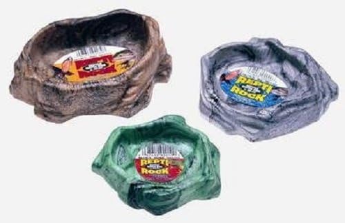 Zoo Med Reptile Rock Water Dish, Medium,Black (Pack of 3)