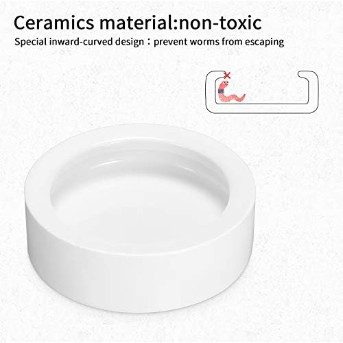 Meanplan 4 Pcs Reptile Bowl Food Dish Reptile Water Food Feeding Dish Ceramic Worm Pet Bowl Anti Escape Feeder for Lizard Anoles Chameleon Bearded Dragon Hermit Crab(2.71 Inch)
