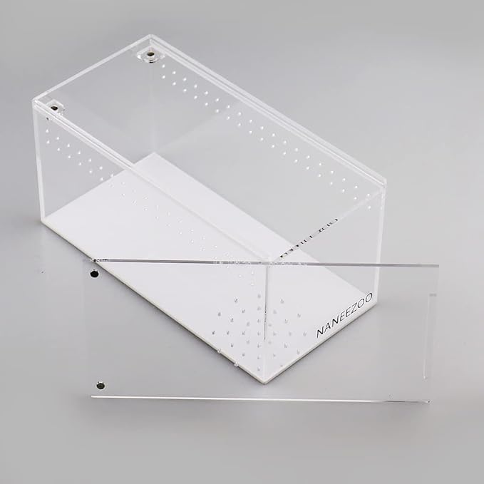 NANEEZOO Magnetic Acrylic Reptile Terrarium Enclosure, 8" x 4" x 4" Reptile Insect Breeding Box for Small Reptiles, Invertebrates, Mantis, Spider, Cricket, Tarantula