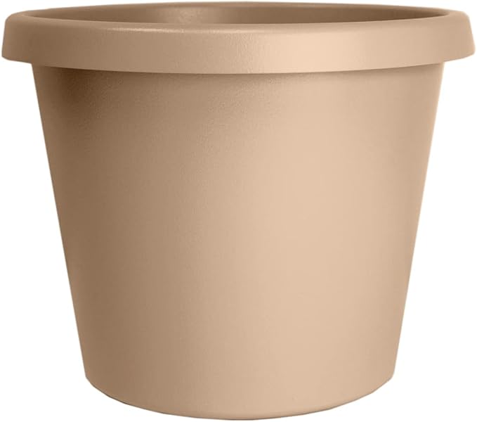 The HC Companies Prima Round Plastic Plant Pot w/Rolled Rim - Lightweight & UV Resistant Flower Pot for Herbs & More - Outdoor & Indoor Plant Pots w/Drainage (16 inch, Sandstone, Pack of 1)
