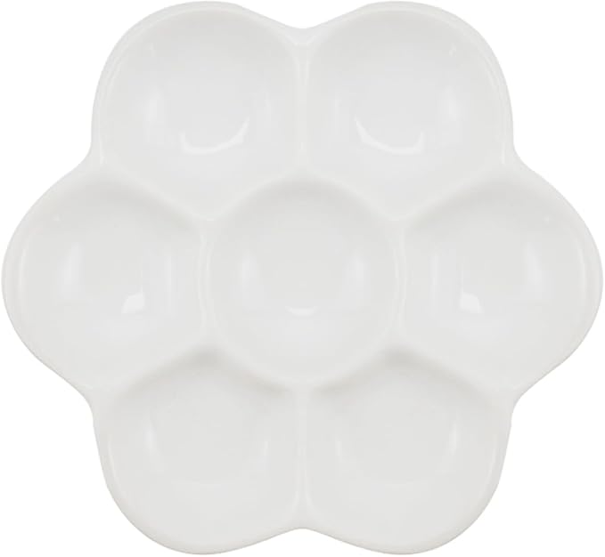 3.5" Hermit Crab Ceramic Food Dish,7 Compartments Ceramic Anti-turning Food & Water Bowl for Hermit Crab Tarantula Snail
