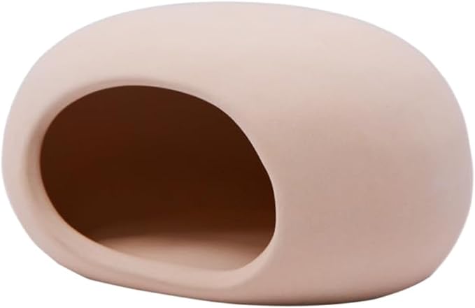 Saim Aquarium Decorations Ceramic Cave, Betta Fish Tank Accessories for Shrimp Cichlid Hiding Breeding Small Fish Bowl Hide Ornaments Betta Toys Hideout House - Natural Color