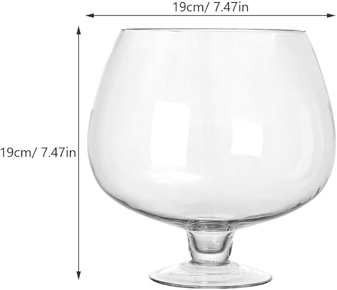 UKCOCO Elegant Glass Fish Bowl: Multi-Functional Betta Fish Tank, Desktop Goldfish Aquarium - Clear Glass Vase for Home Office Decor, 7.47 Inch