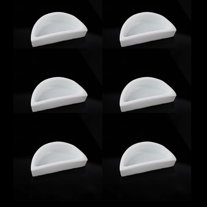 6 Pcs Spider Micro Water Bowl Hermit Crab Mini Ceramic Dish for Spider Hermit Crab Tarantula Millipede (Semicircle Shape)