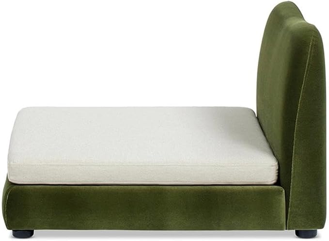 Pemberly Row Upholstered Pet Bed, Olive Green Performance Velvet, 25.5" Wx32 Dx20.5 H, Small to Medium Pets, Furniture-Grade Wood Frame, Removable Cushion, Modern Design for Living Room or Bedroom