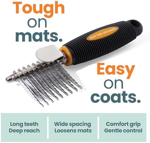Dematting Cream + Rake Brush - Mat & Tangle Remover Kit | Cream + Rake Brush 2-Step Mat Kit: Apply, Wait 2 Min, Brush Outside-In. For Doodle Coats. No Rinse.