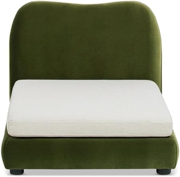 Pemberly Row Upholstered Pet Bed, Olive Green Performance Velvet, 25.5" Wx32 Dx20.5 H, Small to Medium Pets, Furniture-Grade Wood Frame, Removable Cushion, Modern Design for Living Room or Bedroom