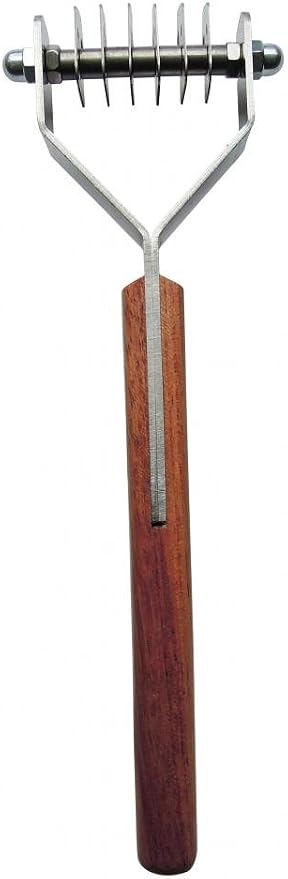 Mars Coat King Original Dematting Undercoat Grooming Rake Stripper Tool For Dogs And Cats, Stainless Steel with Wooden Handle, Made In Germany, 6-Blade