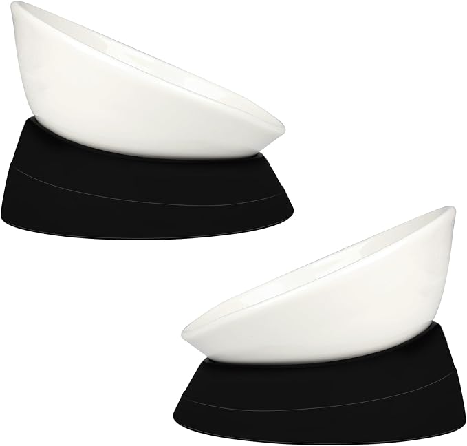 Bulldog Bowl Anti-Slip Dog Cat Dish Detachable Rubber Dog Bowl Pet Sterile Tilted Pet Feeder Slope Base