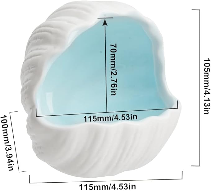 AnRui Cute Aquarium Decorations Ceramic Conch Shell-Shaped House Thematic Betta Fish Tank Accessory Decor Ornament Hideout Cave for Fish Playing or Hiding, Blue
