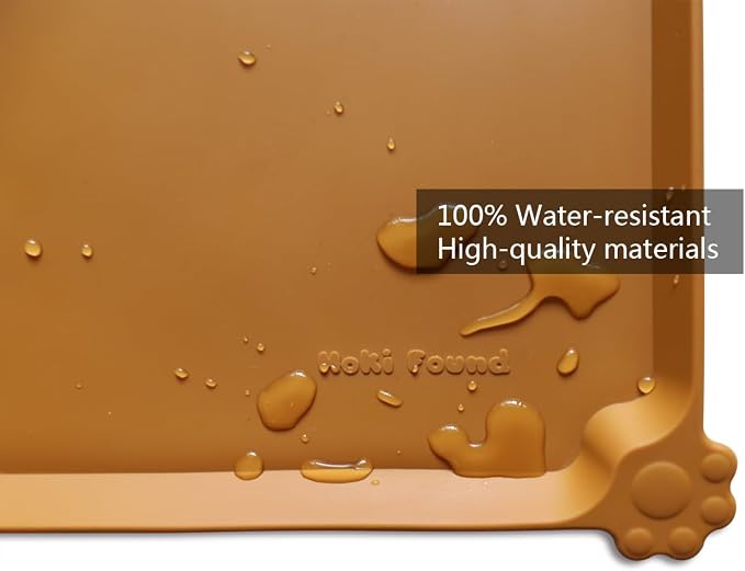 Hoki Found Silicone Pet Food Mats Tray - High-Lips Pet Dog Cat Bowl Mats - Dog Pet Cat Feeding Mat - Waterproof Dog Cat Food Mats -Pet Water Mats for Floors - Butterscotch