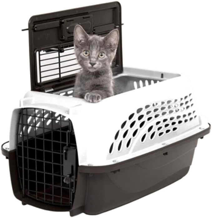 Petmate Dog Crates for Small Dogs & Cat Carriers, Two-Door Plastic Pet Kennel, Top & Front Loading, Made in USA, 19", White | Plastic pet kennel made in USA, for small pups and kittens, dual entry design, great for travel and vet trips, easy access