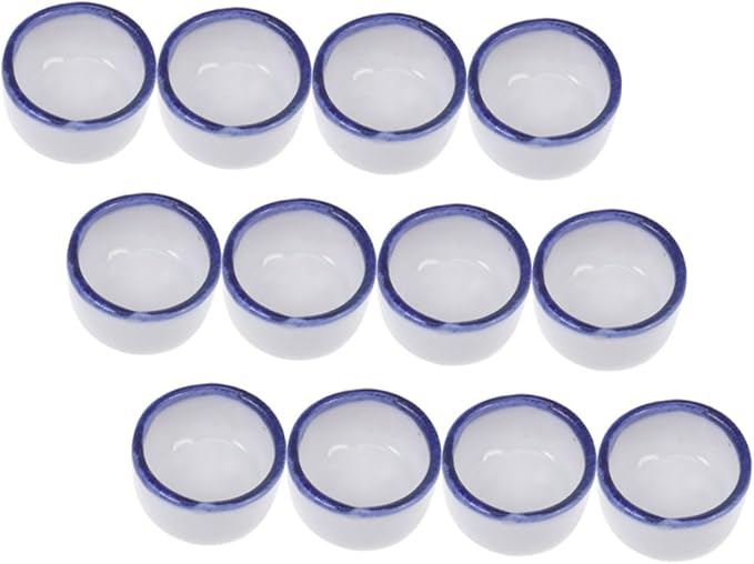 Happyyami 12pcs Mini Ceramic Reptile Water Dish for Enclosures Space-Saving Feeding Bowl for Small Pets Versatile Design for Species