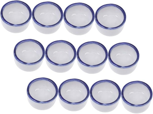 Happyyami 12pcs Mini Ceramic Reptile Water Dish for Enclosures Space-Saving Feeding Bowl for Small Pets Versatile Design for Species