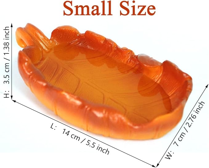 Reptile Feeding Dish Bowl,Leaf Food/Water Dish for Amphibians Tank,Reptiles and Other Little Critters Water Bowl,Premium Resin Reptile Terrarium Bowls for Lizard,Hermit Crab,Gecko,Tortoise(small size)