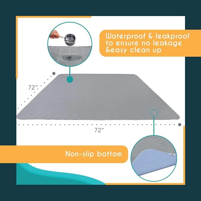 rocket & rex Premium XXL Non-Slip Washable Dog Playpen Mat (72"x72") | For whelping, potty training & travel. OEKO-TEX certified, chemical-free.