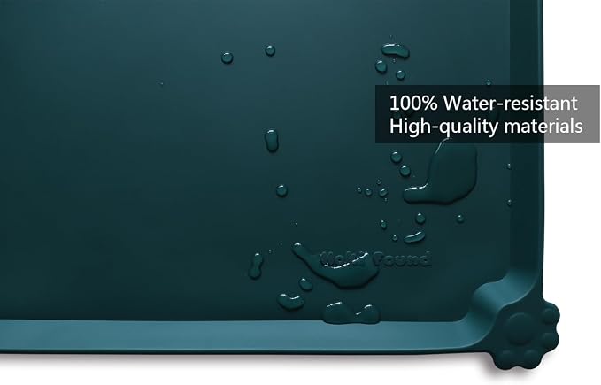 Hoki Found XX-Large Silicone Non Slip Pet Dog Cat Bowl Mats - Placemat for Feeding - Waterproof for Carpet - Dark Cedar