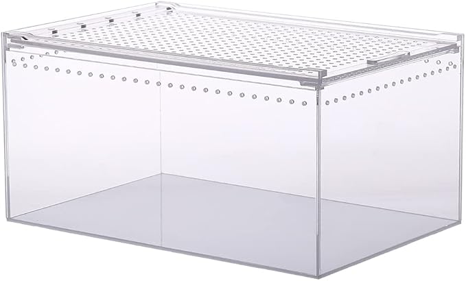 NANEEZOO Magnetic Large Enclosure 2.5 Gallon 12 x 8 x 6 Inch Reptile Breeding Box Terrarium Cage for Insect Tarantulas Amphibians Caterpillars Snail Clear Reptile Feeding Box