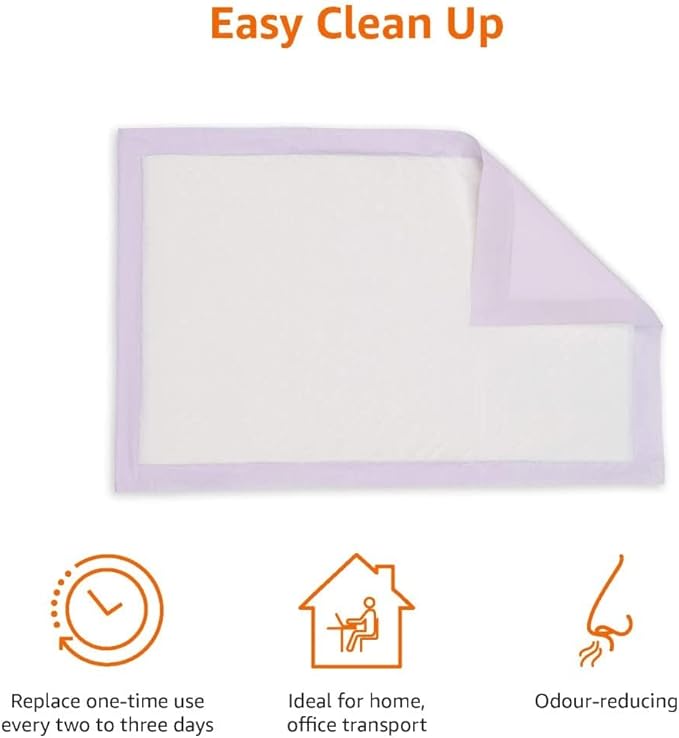 Amazon Basics Cat Pad Refills for Litter Box, Fresh Scent, White/Purple, Pack of 60