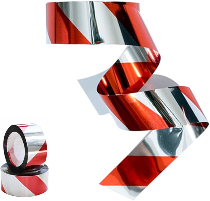 Bird Scare Tape, 2 Pack 1''x260FT Red Spiral Double Sided Repellent Deterrent Reflective Tape for Scaring Birds Away… (Red)