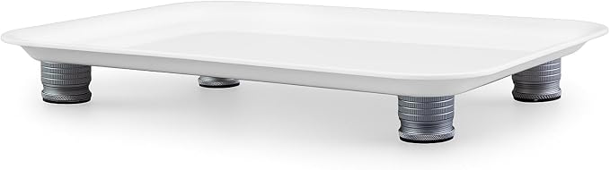 Marsui Ant Proof Pet Food Tray, Waterless Raised Cat Dog Bowl Stand with Adjustable Legs, No-Fill Physical Barrier for Indoor Feeding Station, Kitchen Sweets and Trash Area(23mm-37mm,White)
