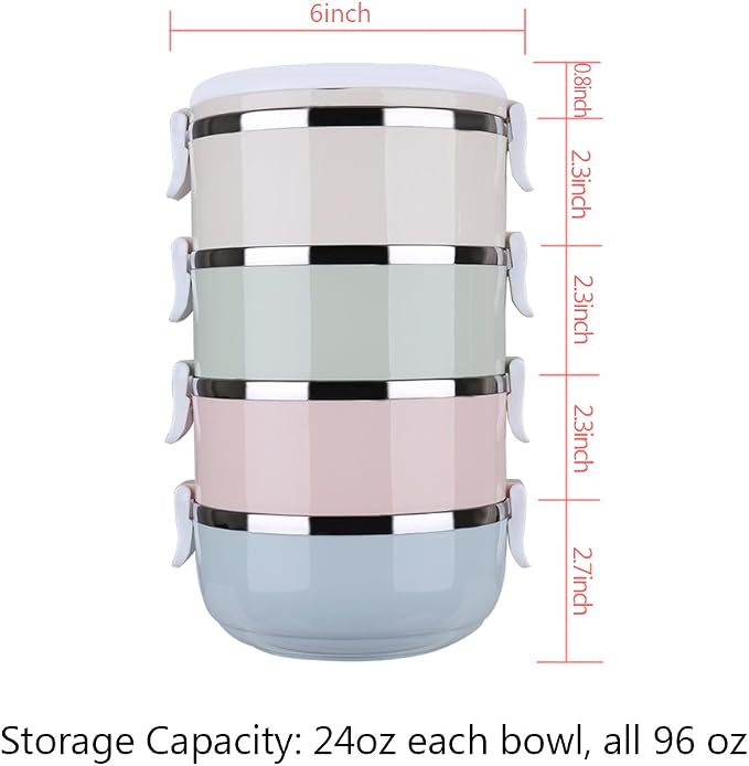CHICIRIS Travel Dog Bowls, 4-tier portable stainless steel pet food container with handle, for dog and cat feeding, 24oz