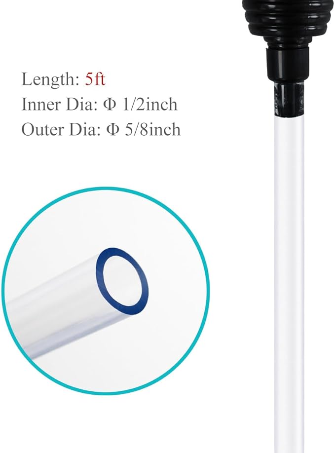 Laifoo 5ft-S Aquarium Siphon Vacuum Cleaner for Fish Tank Cleaning Gravel & Sand