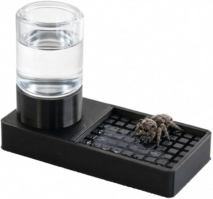 Jumping Spider Water Dispenser Jumping Spider Enclosure Accessories Suitable for Tarantulas, Praying Mantises,and Other Small Animal Enclosure Accessories (Black)