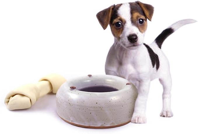 American Made Splash-Reducing Stoneware Pottery Water Bowl (Small 24-oz) | For Cats, Small Pets, and Small Dogs