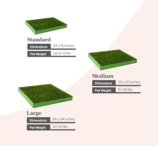 DoggieLawn Real Grass Dog Pee Pads w/ Tray - Standard Dog Potty Pad 24x16 | No-cleaning, odor-reducing puppy potty training pad for housebreaking, indoor or outdoor use, real grass, replace when needed