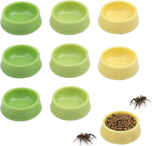9 Pcs Spider Micro Water Bowl Snail Feeding Basin Cricket Plastic Dish for Tarantula Spider Scorpion Cricket Snail Manti Millipede Tiny Bugs
