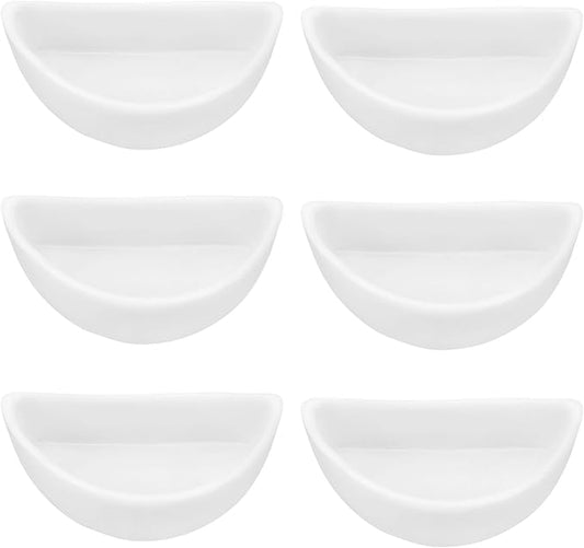 ECSiNG 6PCS Hermit Crab Mini Ceramic Dish 4.21x2x1.05cm Semicircle Shape Reptile Food Bowl for Spider Hermit Crab Tarantula Millipede White