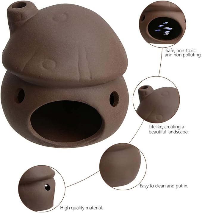 Saim Aquarium Mushroom House Decorations, Ceramic Fish Tank Cave Hideaway Small Fish Shrimp Breeding Cave Fish Tank Landscape Decor for Territorial Fish Shrimp to Rest and Breed, Hiding - Brown