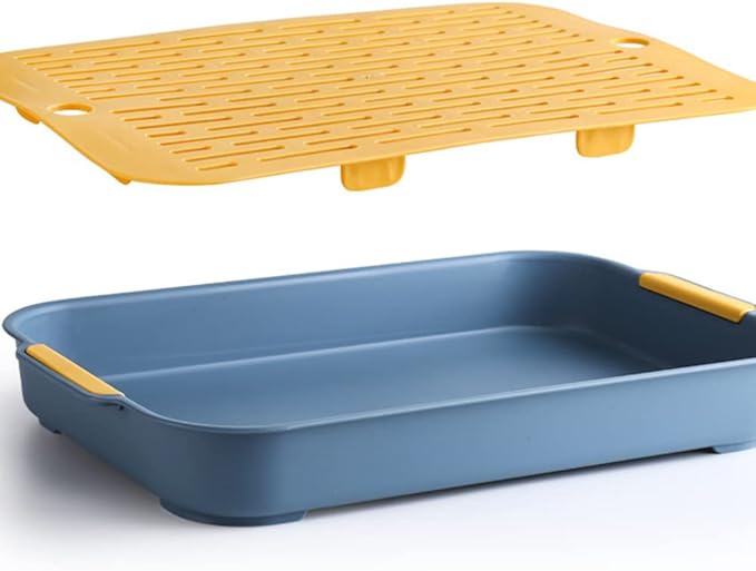 Gigicloud Rabbit Litter Box with Grate, 10.5 x 7.2 Inch Guinea Pig Litter Pan Anti-turnover Pet Toilet Potty Trainer Corner Guinea Pig Training Pan Cage with Toilet Tray For Rabbit Chinchilla Guinea