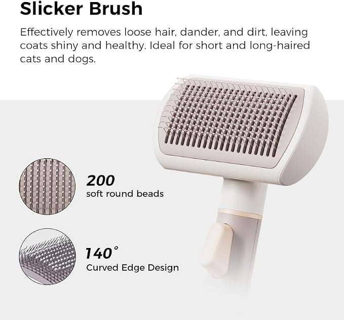 VOOCOO Self Cleaning Slicker Brush, A Complete Grooming Tool, Deshedding Undercoat and Hair Removal for Dogs and Cats, Safe and Gentle on Pets Skin, Easy Pet Hair Removal.