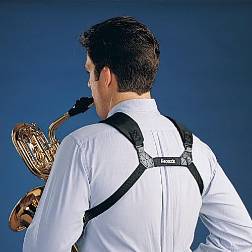 Neotech Soft Harness – Padded Shoulder Harness with Adjustable Strap Hook, Swivel Hook for Saxophone Strap, Baritone Saxophone Strap, Clarinet Neck Strap – (XL - Black) - Made in the USA