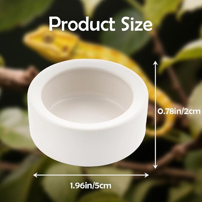 3 Pack Small Reptile Feeding Bowl Ceramic Food and Water Dish for Tarantula Hermit Crab Lizard Gecko Frog Turtle Small Reptile (White)