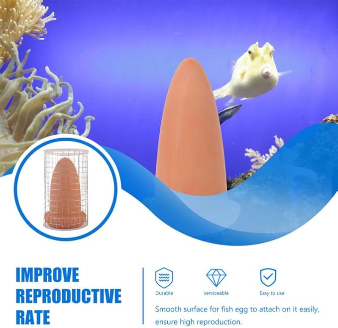 UPKOCH Ceramic Spawning Cone with Isolation Cage for Discus Angelfish, Aquarium Breeding Cave Bucket for Fish Egg Hatching Care