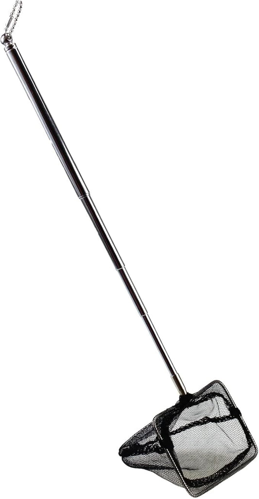 AQUANEAT Aquarium Net with Extendable Long Handle, Adjustable Wastes Skimming Cleaning Tools for Fish Tanks, 3 inch