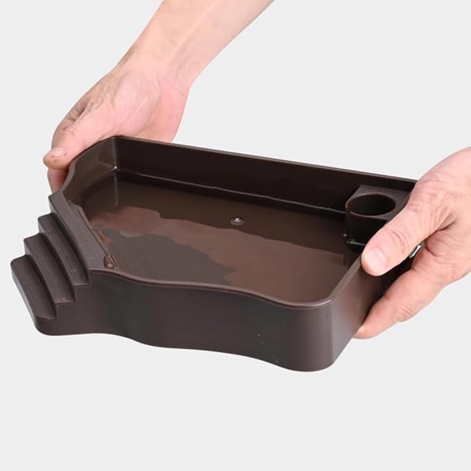 Flushbay Reptile Water Feeder Automatic Water Dispenser with Ramp Extra Large Reptile Bathing Pool for Gecko, Snake, Turtle, Bearded Dragon, Lizard Bath Aquarium Ornament (with Bottle)