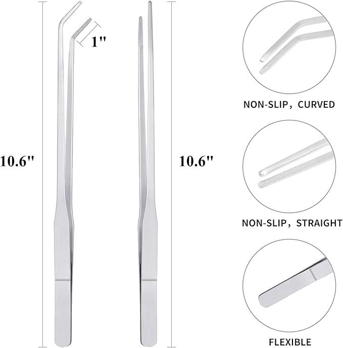 Reptile Growth Reptile Bowl Set Includes Reptile Food Dish,Reptile Water Dish,Reptile Feeding Tongs,Long Tweezers for Terrarium,for Leopard Gecko,Frog,Bearded Dragon,Snake,Tortoise,Hermit Crab