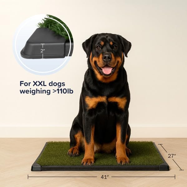 PETMAKER Artificial Grass Puppy Pee Pad for Dogs and Small Pets, 27” x 41” | Reusable 4-Layer Turf Pads for Dogs with Tray, Indoor and Outdoor Fake Grass Potty, Pet Housebreaking Supplies