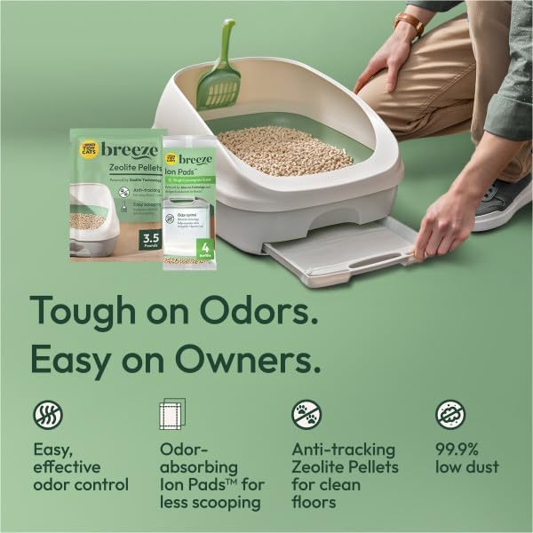 Tidy Cats Breeze Bright Lemongrass Scented Ion Cat Litter Box Pads Refill Pack - 10 CT (Pack of 4)