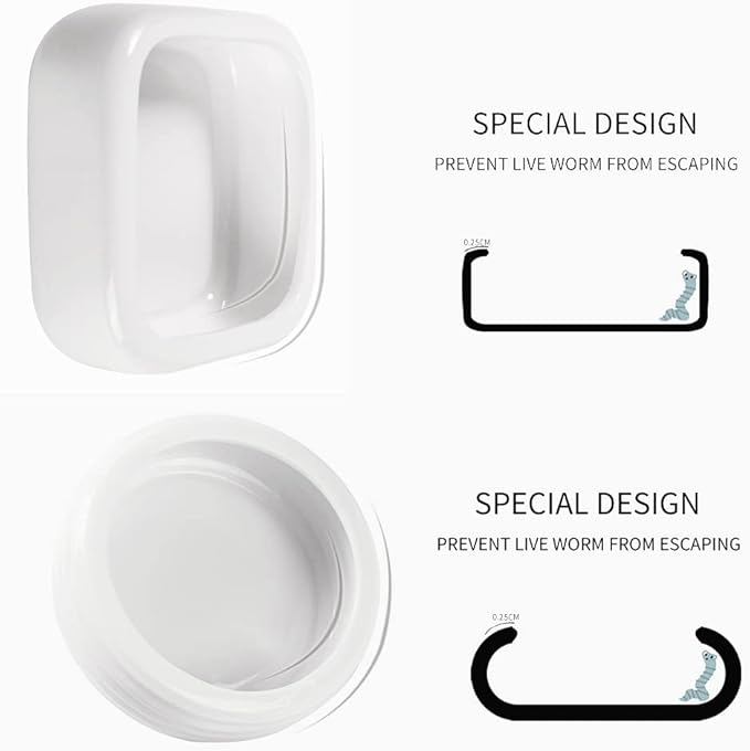 Reptile Food Bowls Ceramic Round Reptile Water Food Dish, Pet Food Bowl for Lizards, Small Snakes, Young Bearded Dragons, Gecko Tortoise Spider (White, Medium-2Pack)