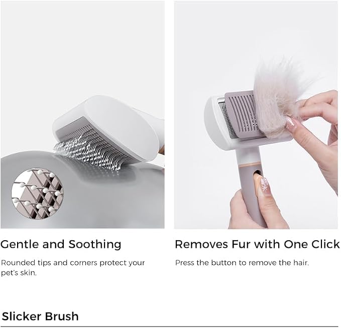 VOOCOO Self Cleaning Slicker Brush, A Complete Grooming Tool, Deshedding Undercoat and Hair Removal for Dogs and Cats, Safe and Gentle on Pets Skin, Easy Pet Hair Removal.