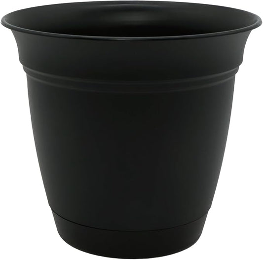 The HC Companies Eclipse Round Planter with Saucer - Outdoor & Indoor Plant Pot with Drainage Holes - Lightweight, UV-Resistant Plastic Pots for Plants, Flowers & Herbs (20" Black, Pack of 1)