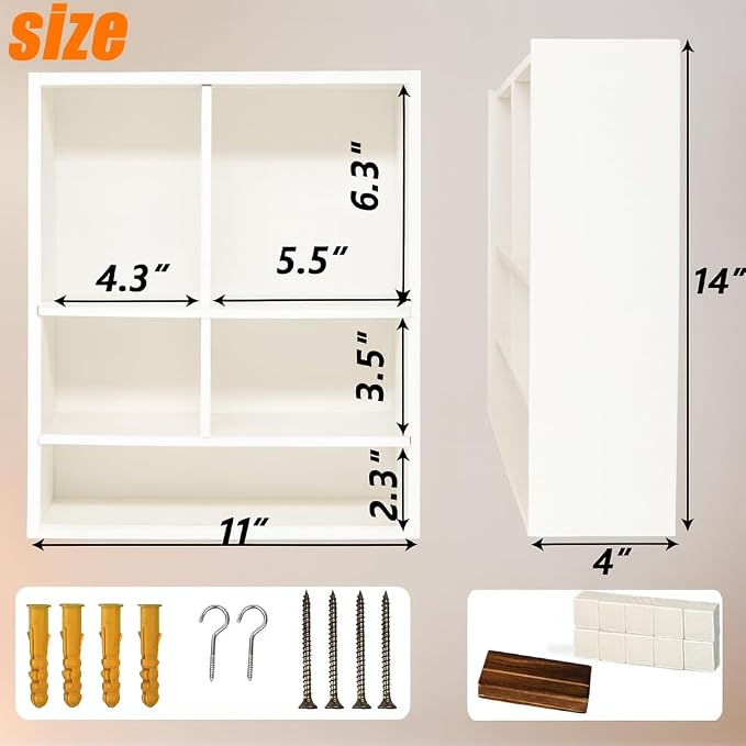 11*14" Solid Wood Pet Memorial Shadow Box with Adjustable Shelves | Deep Pet Memory Frame Urn Ashes Display Case for Dogs or Cats as Loss Pet Remembrance Keepsake - White