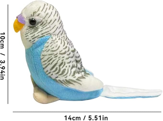 1 Pcs Stuffed Parakeet Toy, 5.5 inches, Budgerigar Plush Toy, Parakeet Soft Toy, Stuffed Bird for Kids, Blue